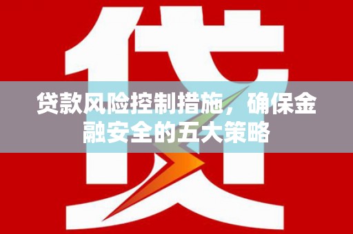 团风贷款风险控制措施，确保金融安全的五大策略