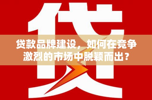 团风贷款品牌建设，如何在竞争激烈的市场中脱颖而出？