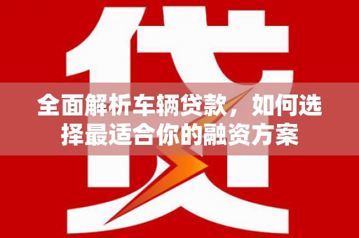 团风全面解析车辆贷款，如何选择最适合你的融资方案