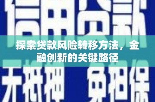团风探索贷款风险转移方法，金融创新的关键路径